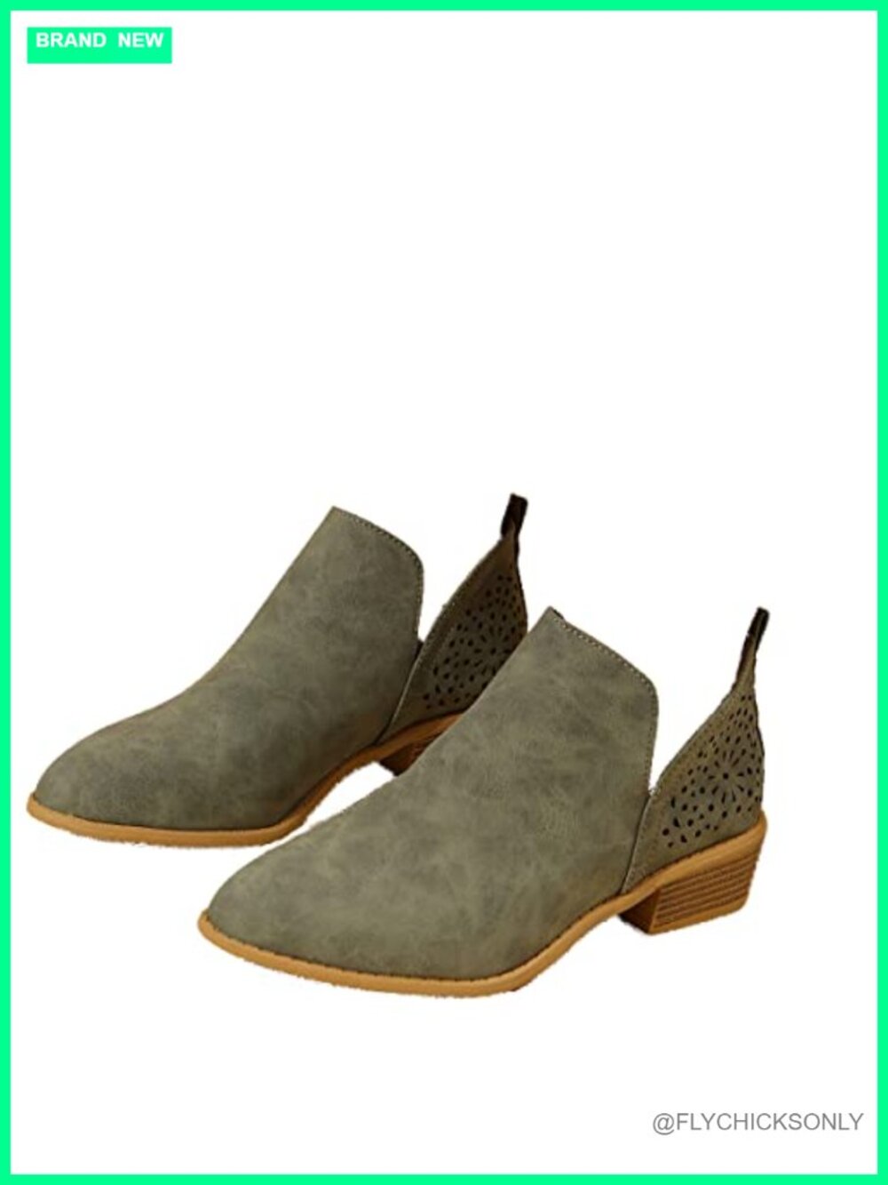 Women's Slip On Ankle Booties Faux Leather Low Block Heel V Cut